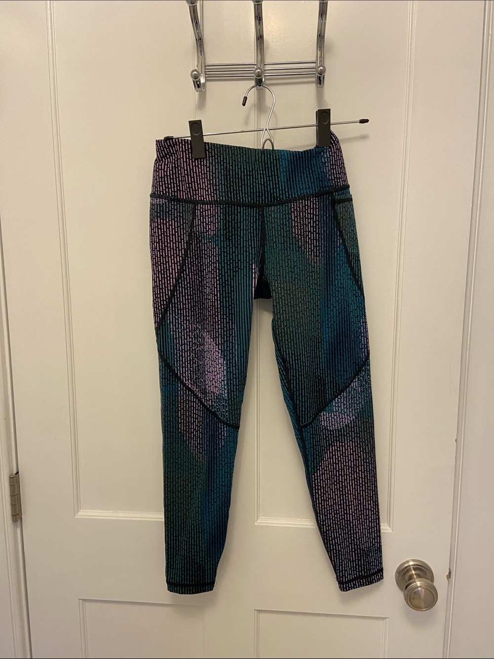 Sweaty Betty Teal, Purple & Black Patterned Power Leggings